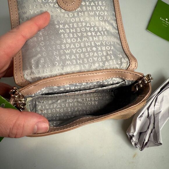 Kate Spade Gold Leather Montford Park Exotic w/Bow Crossbody Handbag $195 -NWD - Picture 11 of 16